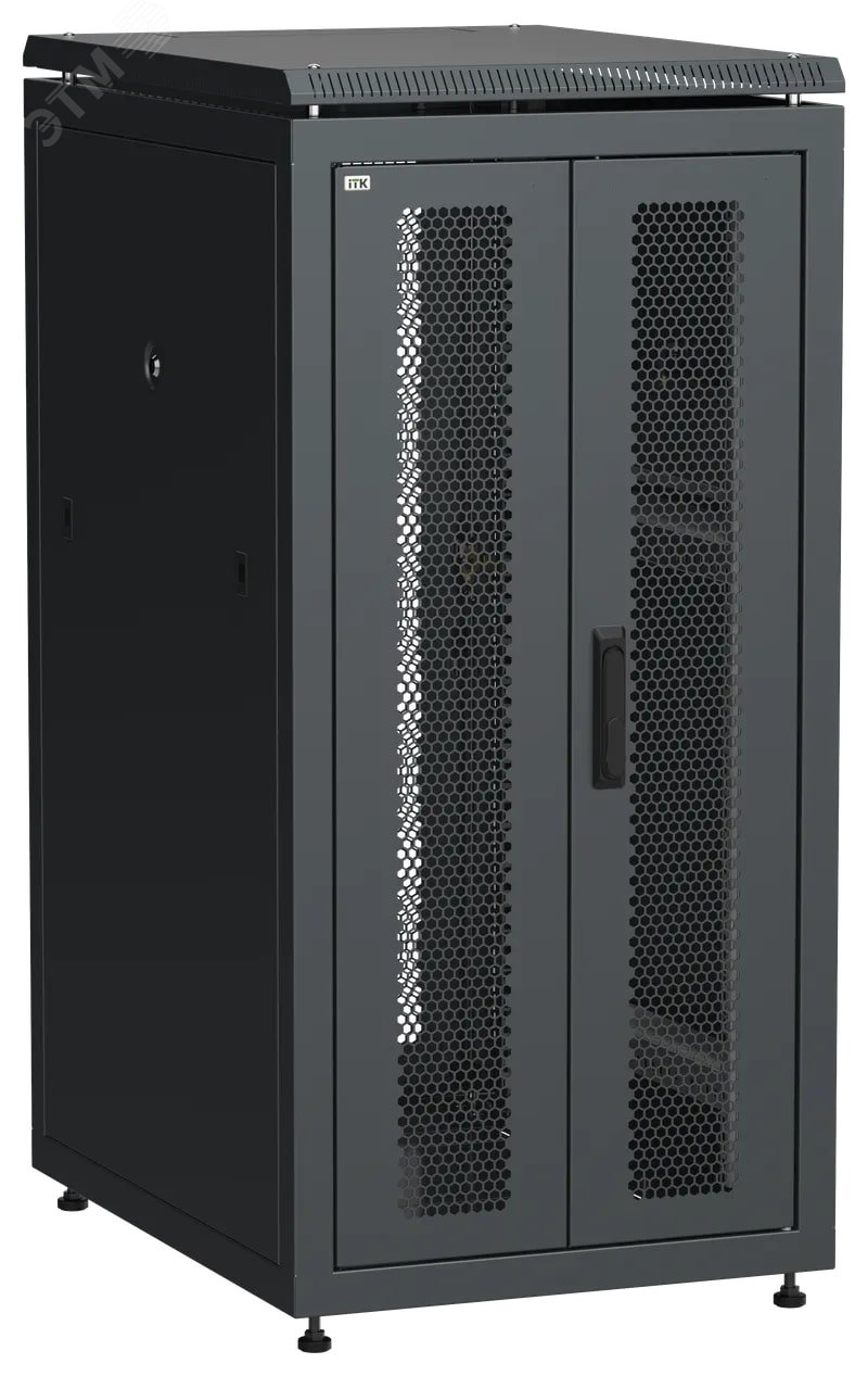 Изображение товара Напольный телекоммуникационный шкаф серия LINEA N 24U 600x800 мм перфорированные двери черный