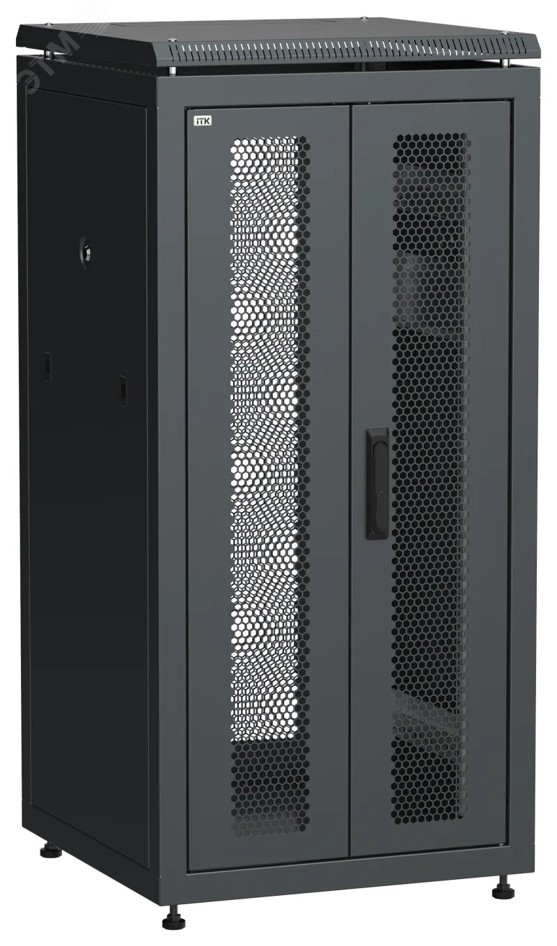 Изображение товара Напольный телекоммуникационный шкаф серии LINEA N 24U 600х600мм черный с перфорацией