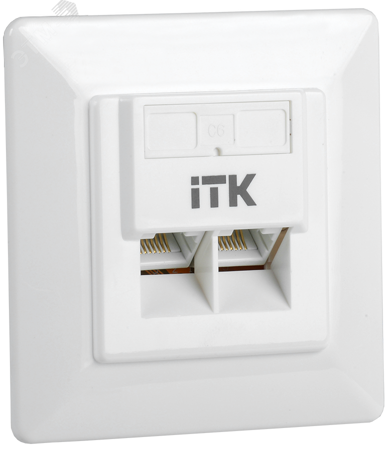 Изображение товара Розетка информационная внутренняя RJ45 Cat.6 ITK 2 порта белая