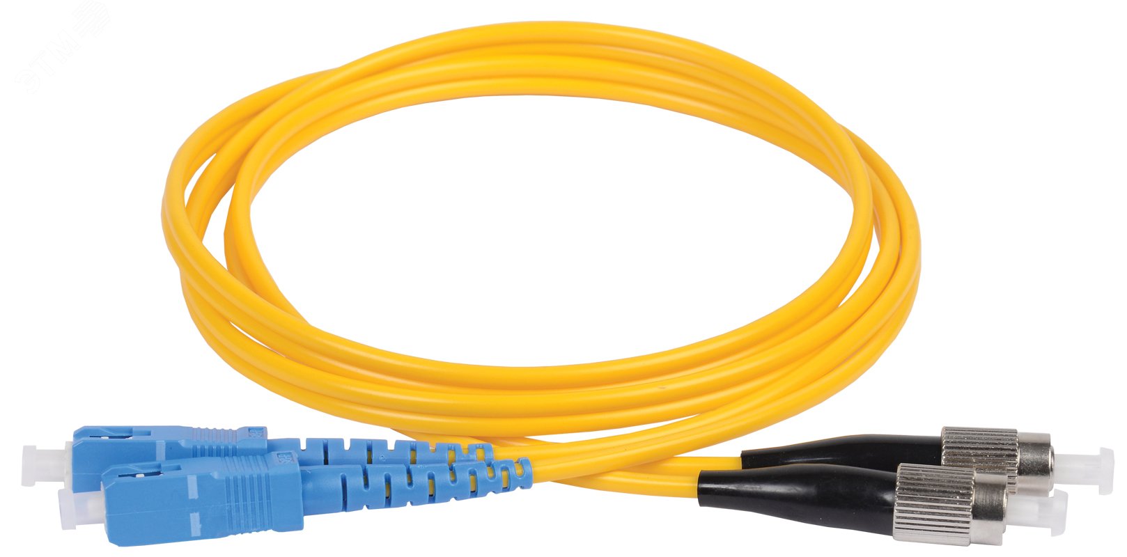 Патч-корд оптический переходной (шнур коммутационный) для одномодового кабеля (SM) 9/125 (OS2) SC/UPC-FC/UPC двойного исполнения (Duplex) LSZH 2м FPC09-SCU-FCU-C2L-2M ITK