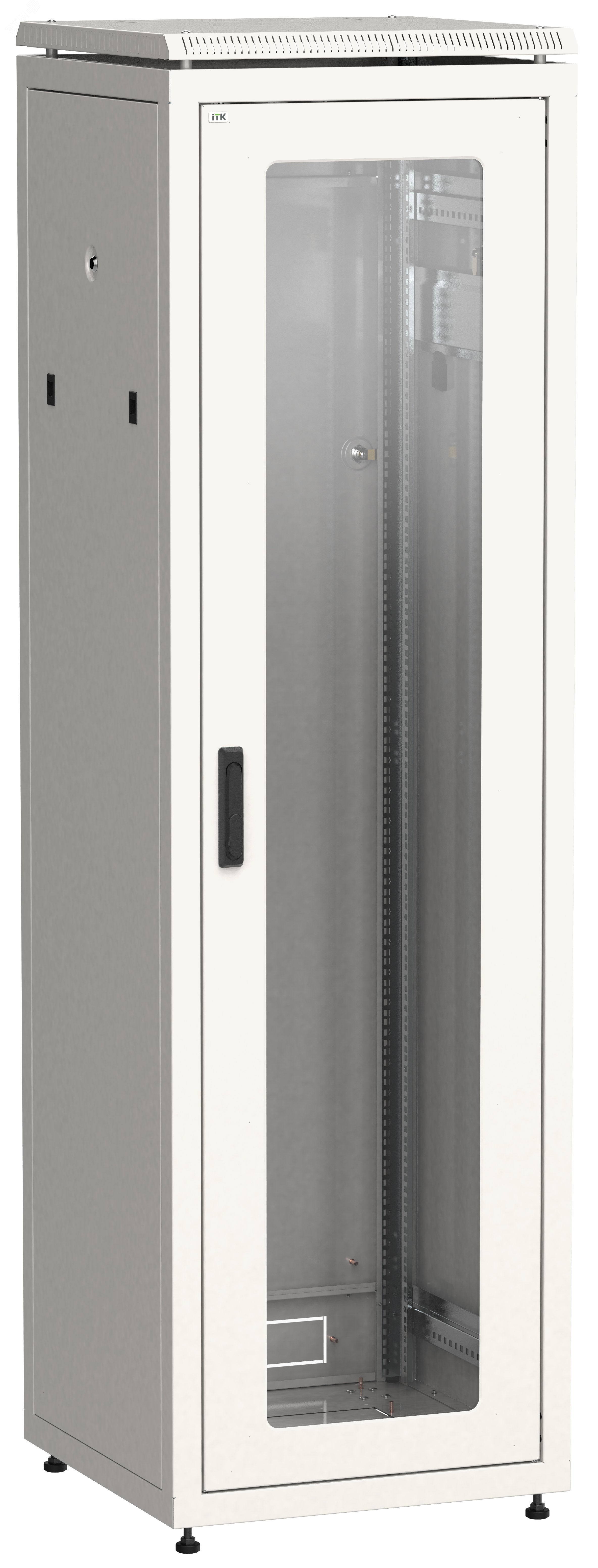 Шкаф сетевой 19' LINEA N 42U 600х600мм стеклянная передняя дверь серый LN35-42U66-G ITK - превью 2