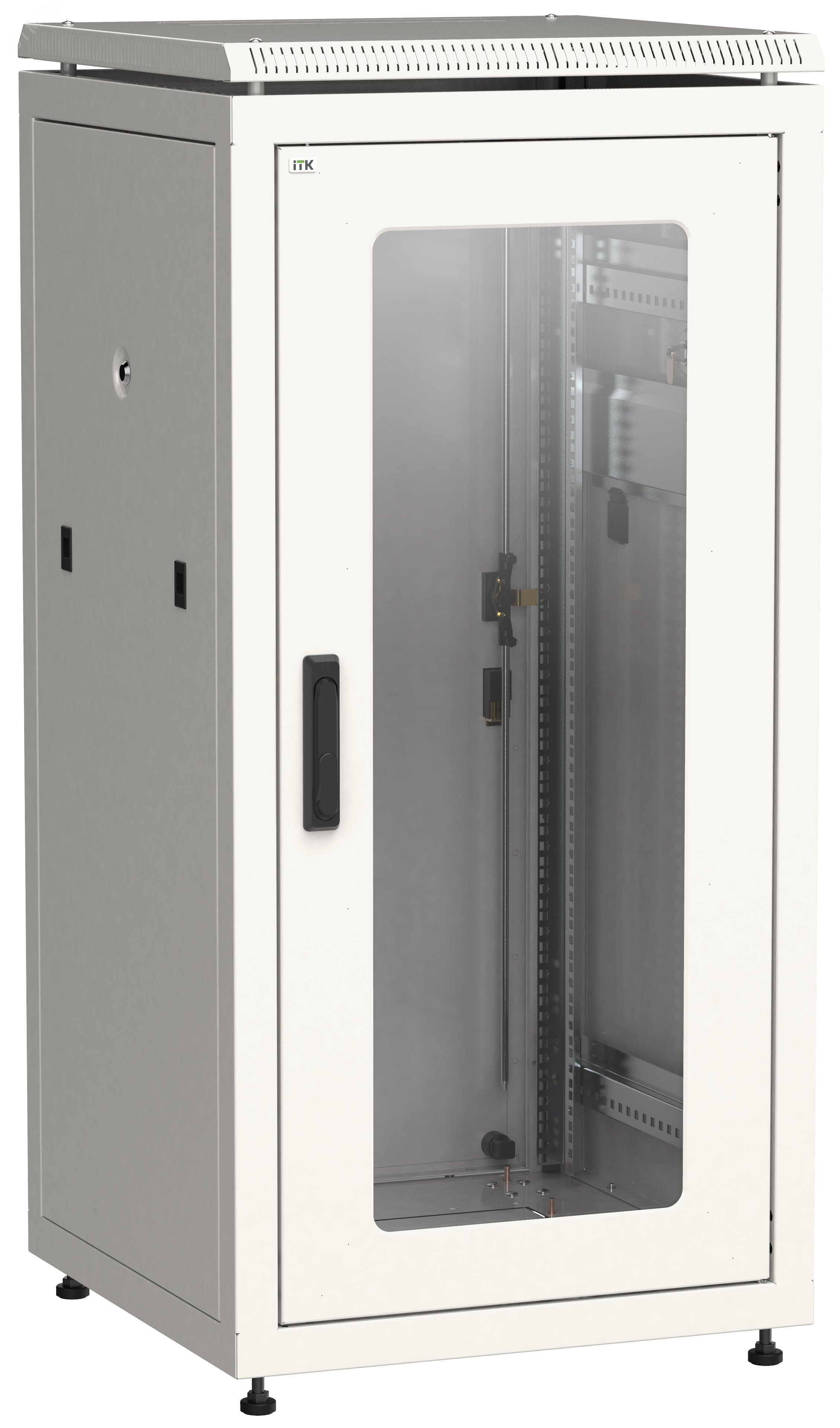 Шкаф сетевой 19дюйм LINEA N 28U 600х800 мм стеклянная передняя дверь. задняя металлическая серый LN35-28U68-GM ITK - превью 2