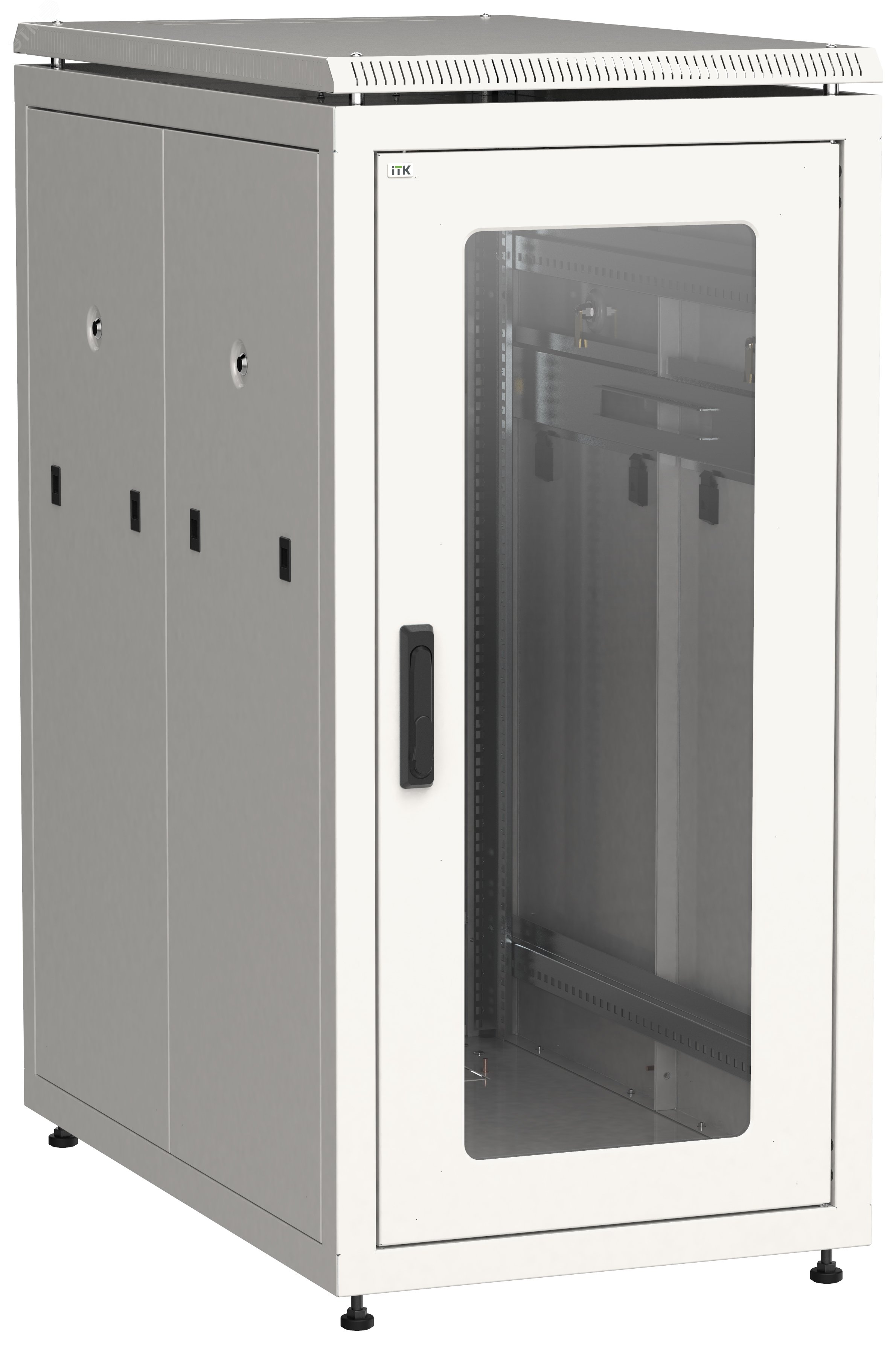 Шкаф сетевой 19дюйм LINEA N 28U 600х1000 мм стеклянная передняя дверь серый LN35-28U61-G ITK - превью 2