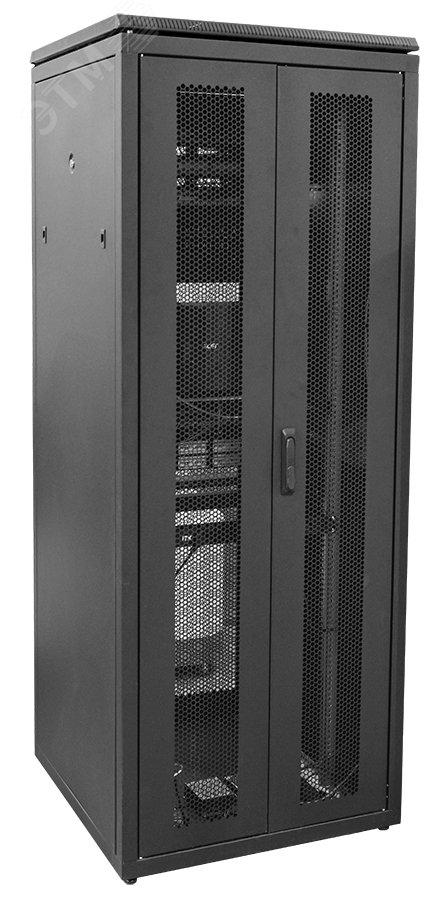 Шкаф сетевой 19' LINEA N 47U 800х800мм двустворчатая перфорированная дверь задняя перфорированная черный LN05-47U88-2PP ITK - превью 2