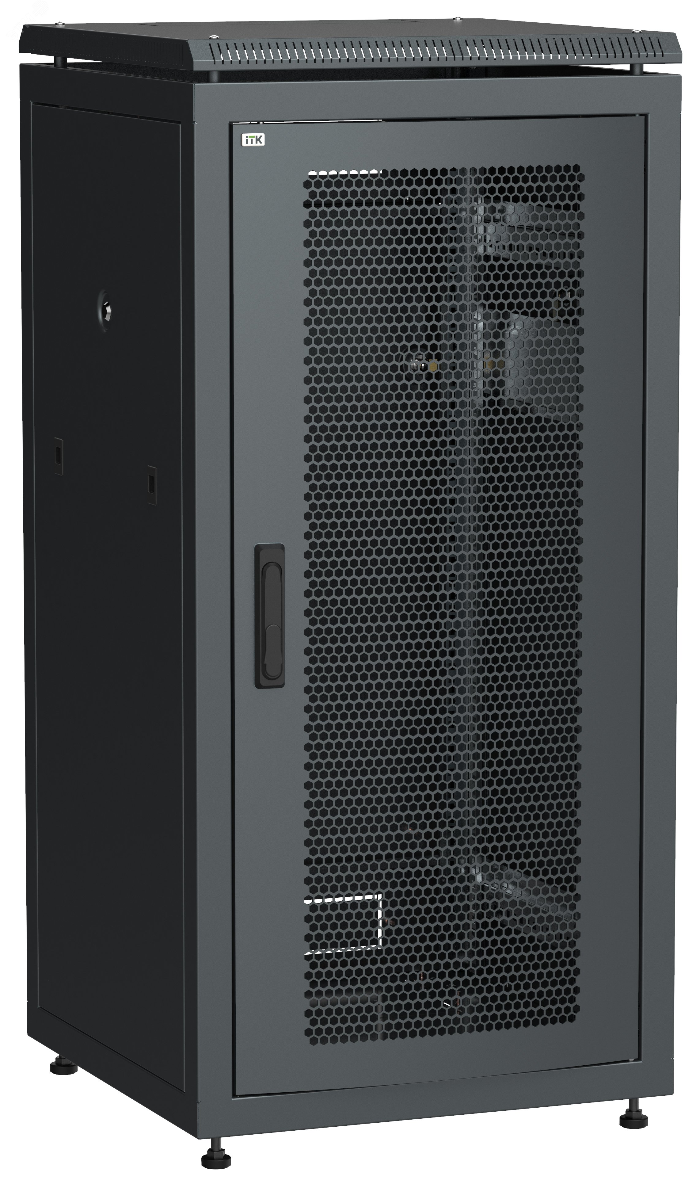 Шкаф сетевой 19дюйм LINEA N 28U 600х800 мм перфорированная передняя дверь черный LN05-28U68-P ITK - превью 2