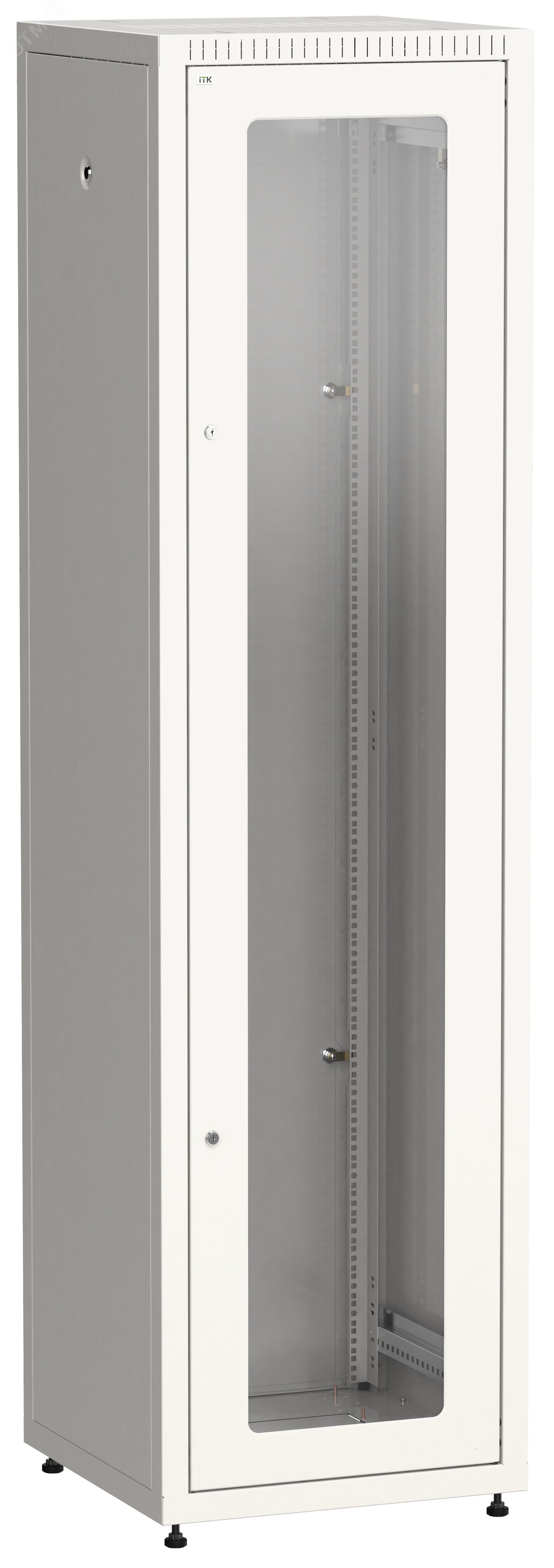 Шкаф LINEA E 42U 600х600мм двери 2шт стеклянная и металлическая. серый LE35-42U66-GM ITK - превью 2