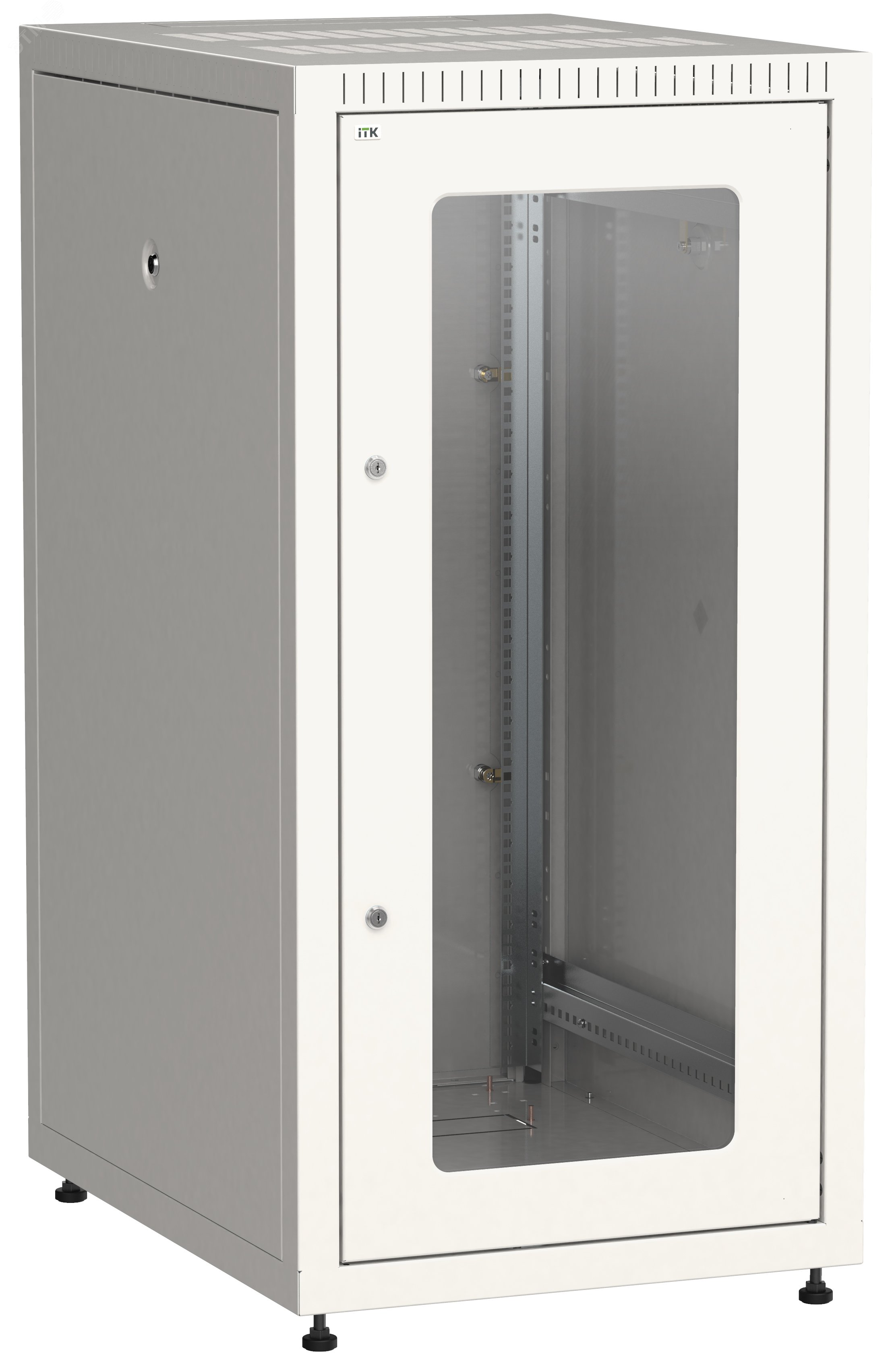 Шкаф LINEA E 24U 600х800мм двери 2шт стекло и металл серый LE35-24U68-GM ITK - превью 2