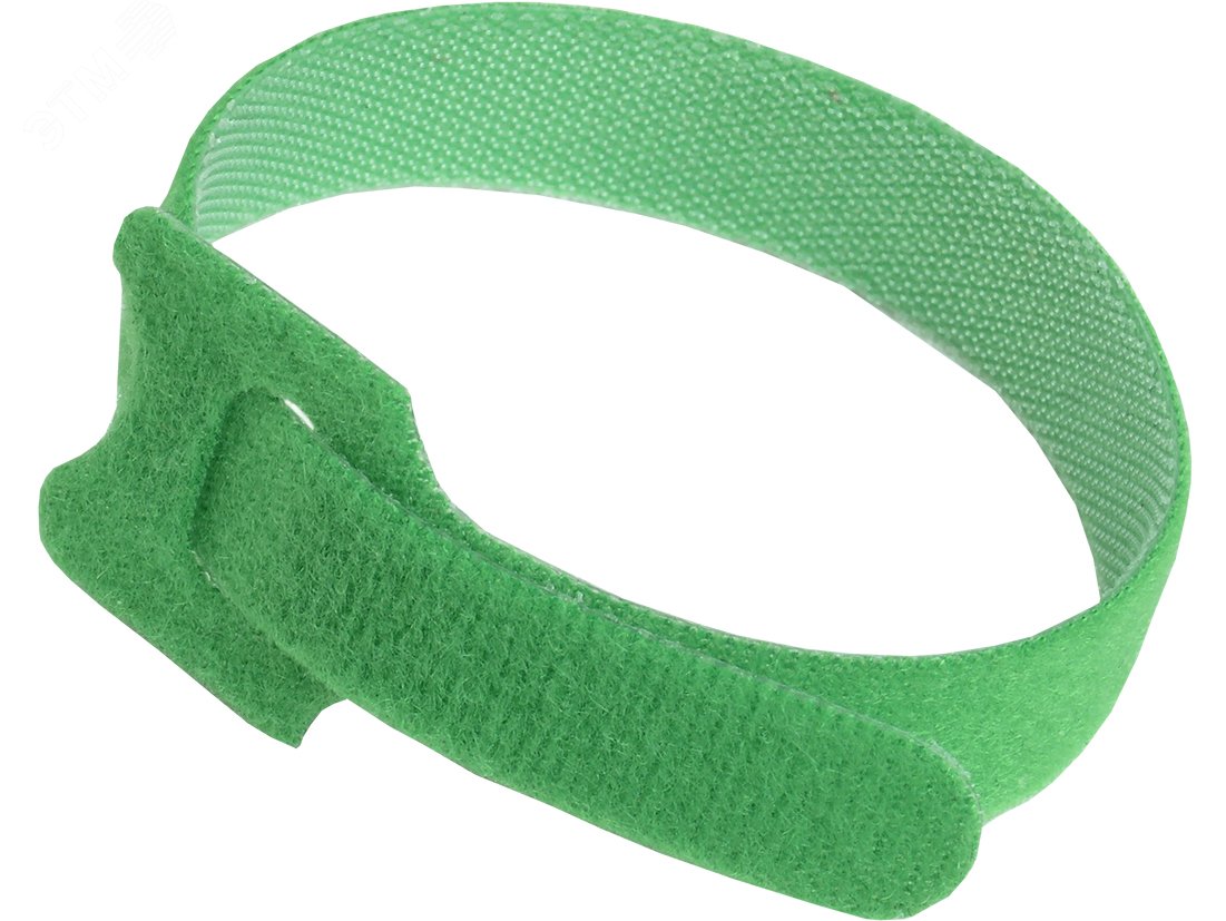 Изображение товара Хомут-липучка для кабеля 14х210мм с м/з зеленый (100шт) (упак)