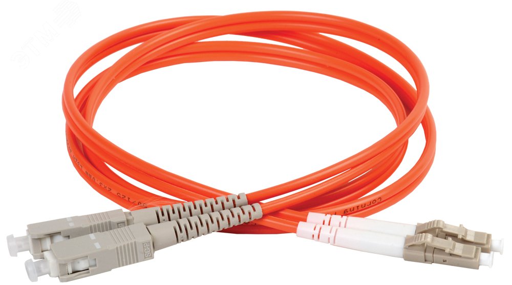 Патч-корд оптический соединительный (шнур коммутационный) для многомодового кабеля (MM) 50/125 (OM2) SC/UPC-LC/UPC двойного исполнения (Duplex) LSZH 3м FPC50-SCU-LCU-C2L-3M ITK