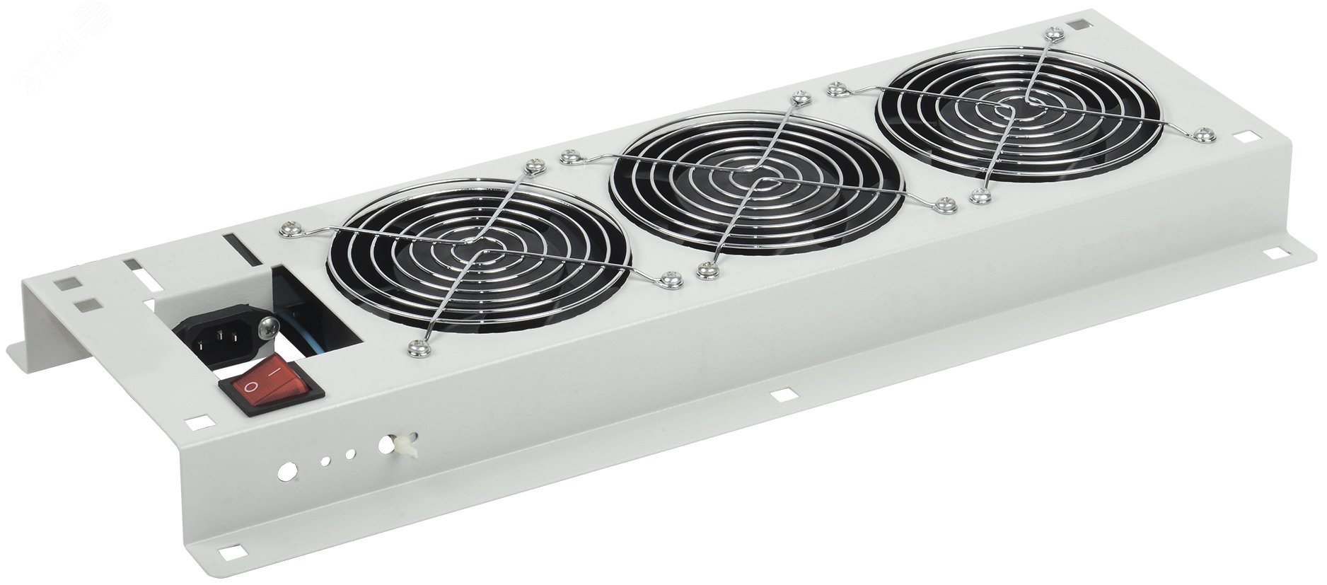 Изображение товара Панель вентиляторная с выключателем 3 модуля ITK серого цвета