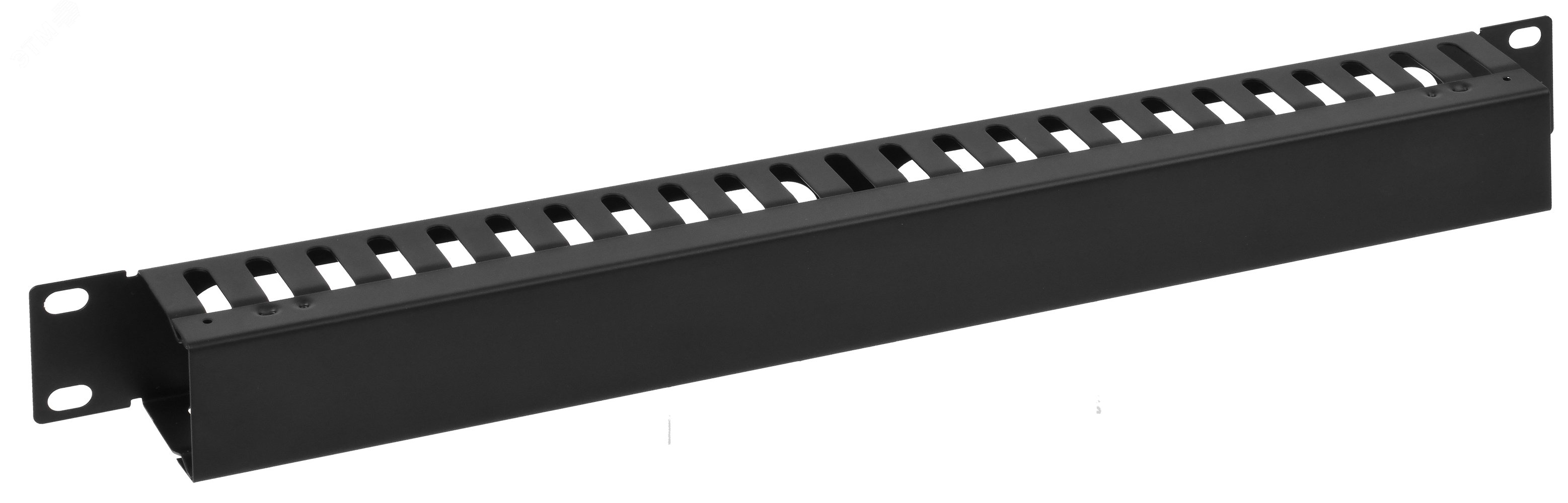 Изображение товара Металлический кабельный организатор 19 1U 24 слота черный горизонтальный