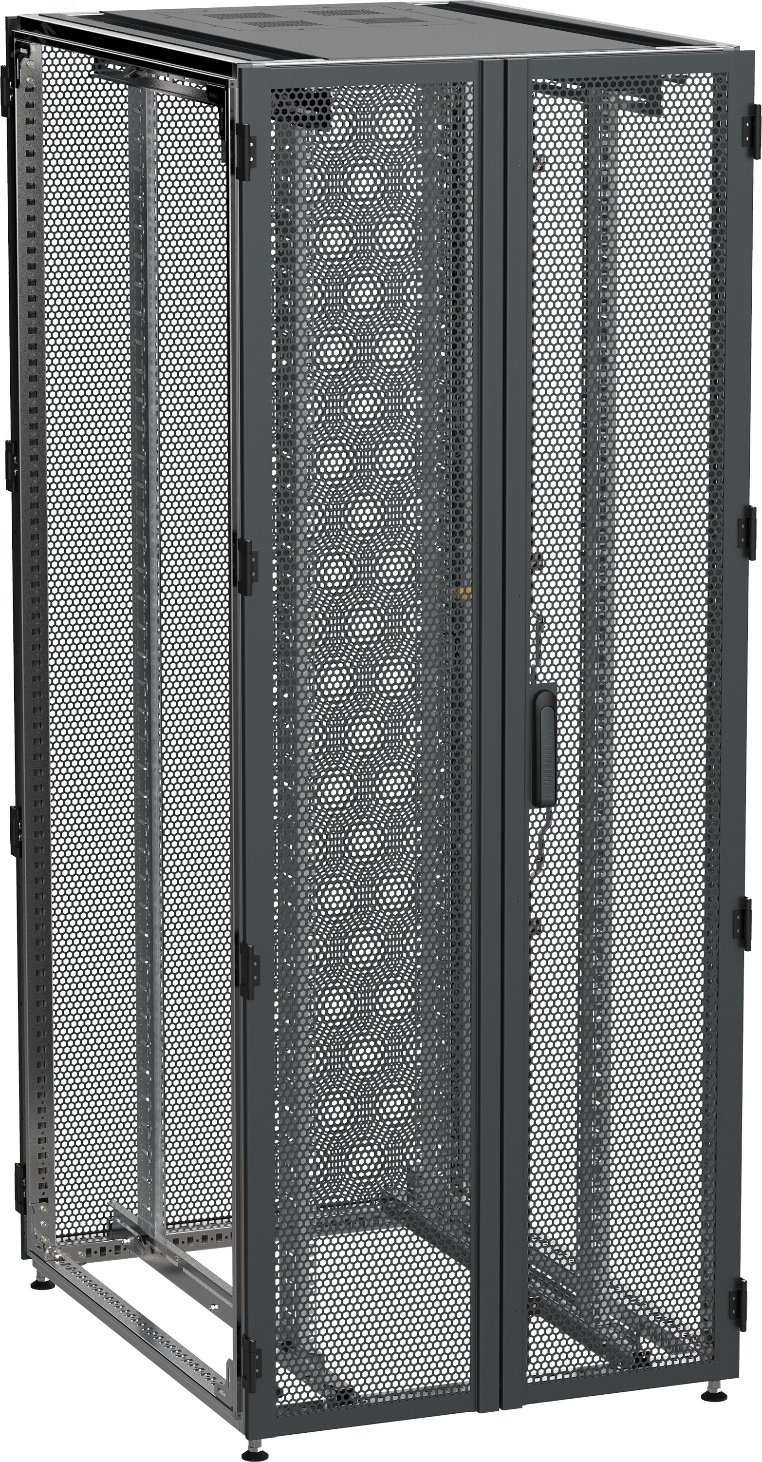 Шкаф серверный by ZPAS 19'' 47U 0.8x1м двухстворчатые перфорированные двери черный РФ ZP05-47U-0810-P2P-R ITK - превью 2