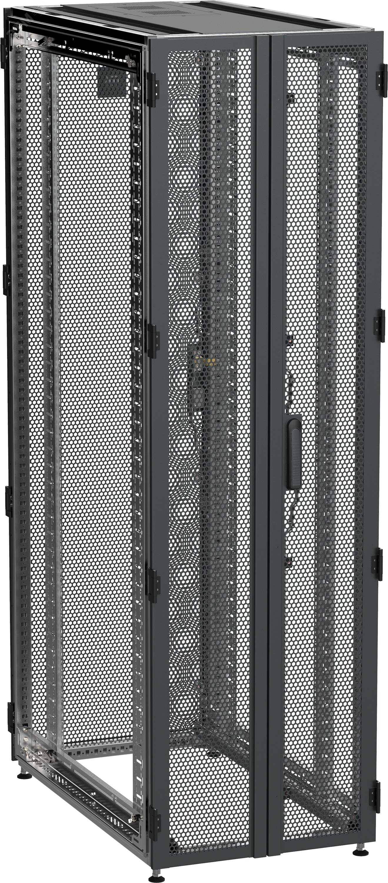 Шкаф серверный by ZPAS 19'' 47U 0.6x1м двухстворчатые перфорированные двери черный РФ ZP05-47U-0610-P2P-R ITK - превью 2