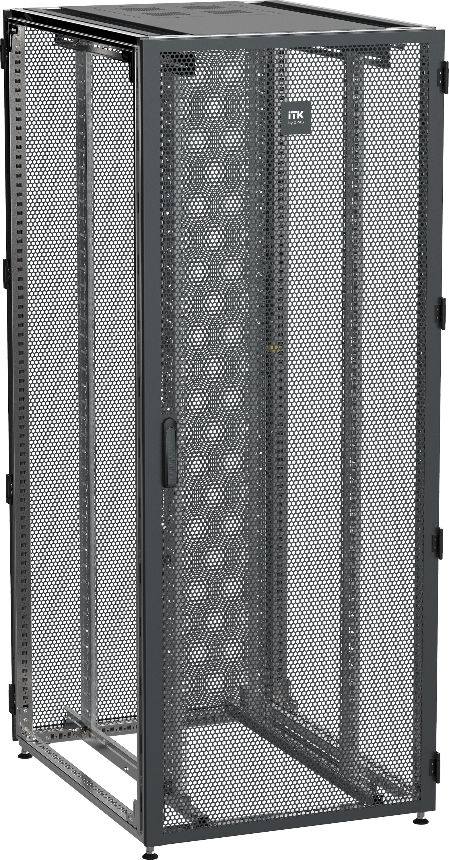 Шкаф серверный by ZPAS 19'' 47U 0.8x1м одностворчатые перфорированныедвери черный РФ ZP05-47U-0810-PP-R ITK - превью 2