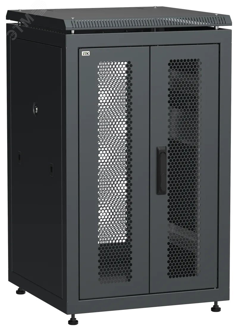 Изображение товара Шкаф телекоммуникационный LINEA N 18U 600х600 черный с перфорированными дверями