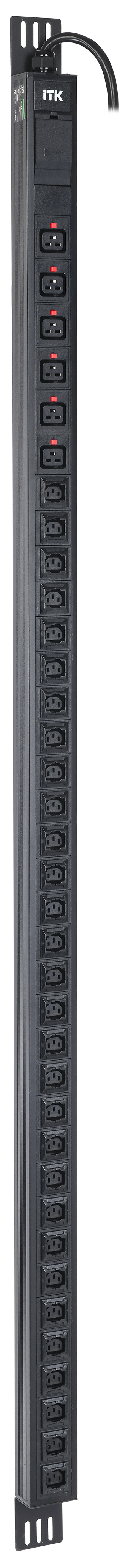 Блок розеток PDU вертикальный. 42U 32А 30 розеток C13. 6 розеток C19 кабелем 3м IEC60309