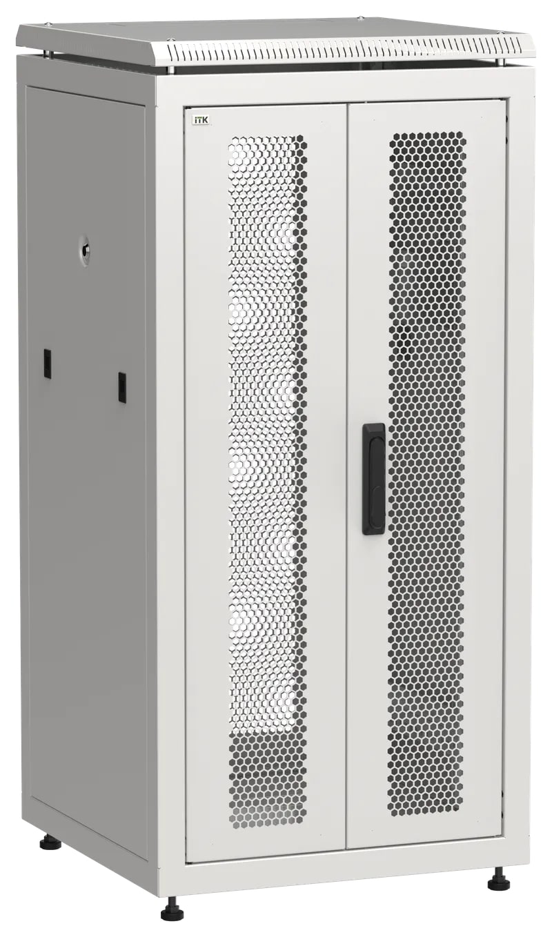 Шкаф напольный сетевой 19' LINEA N 24U 600х600мм передняя распашная перфорированная дверь задняя перфорированная серый
