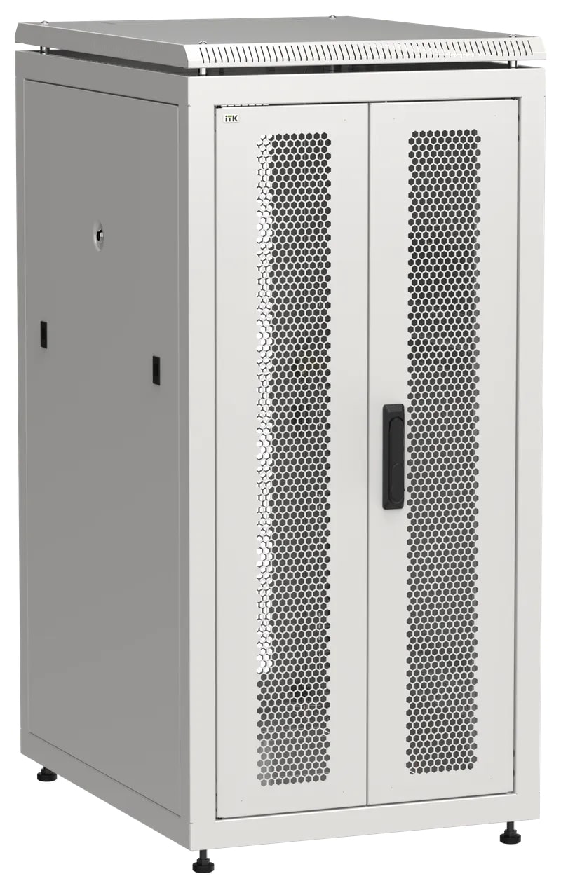 Шкаф напольный сетевой 19' LINEA N 24U 600х800мм передняя распашная перфорированная дверь задняя перфорированная серый