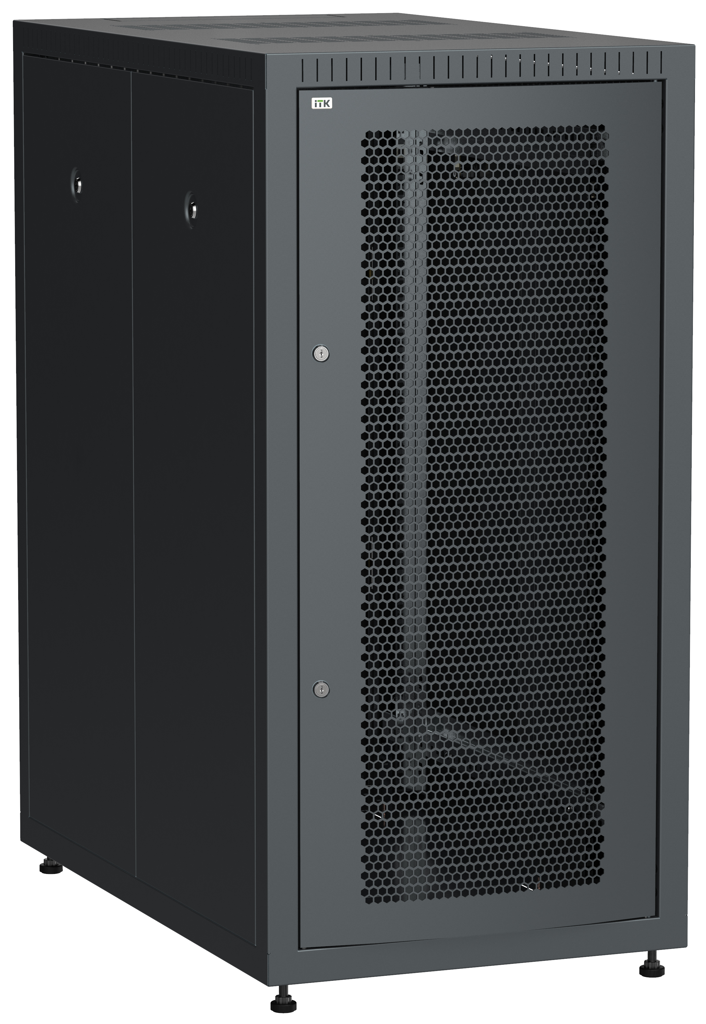 Шкаф LINEA E 24U 600х1000мм двери 2шт перфорированная и металл черный