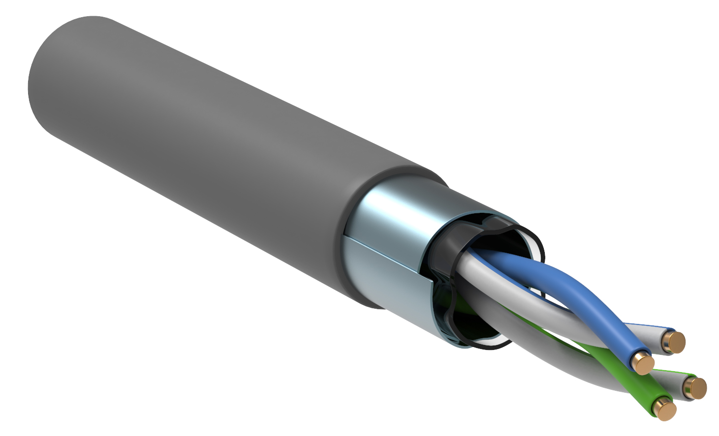 Витая пара F/UTP кат 5E 2х2х24AWG solid PVC 500м серый