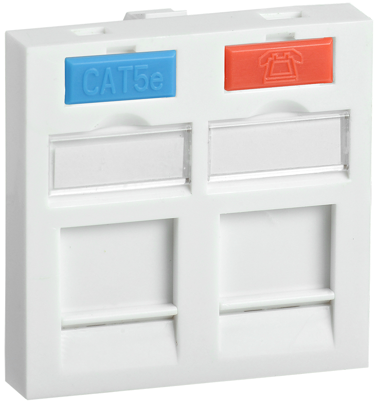 Вставка 45х45мм для 2 модулей Keystone Jack с маркером