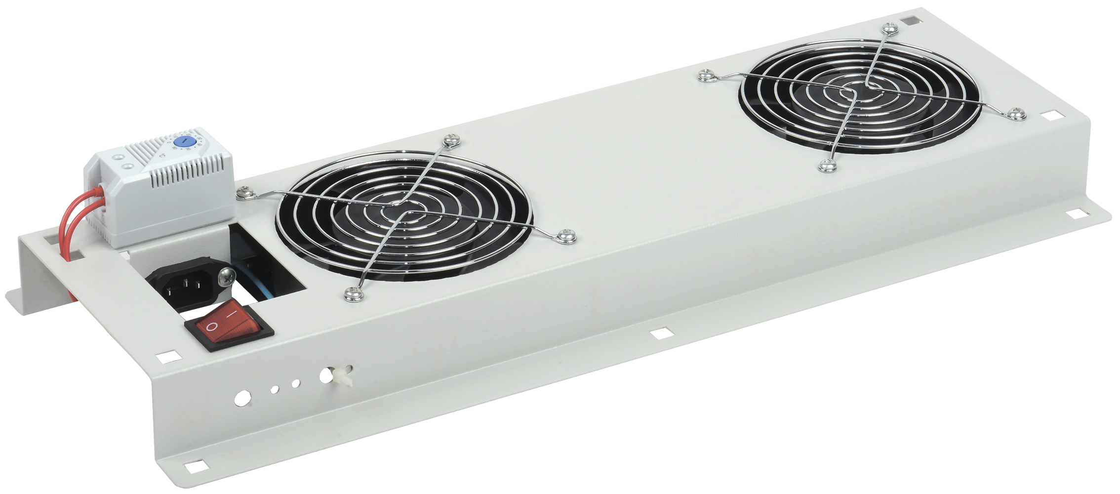 Панель вентиляторная с выключателем и термостатом 2 модуля серая