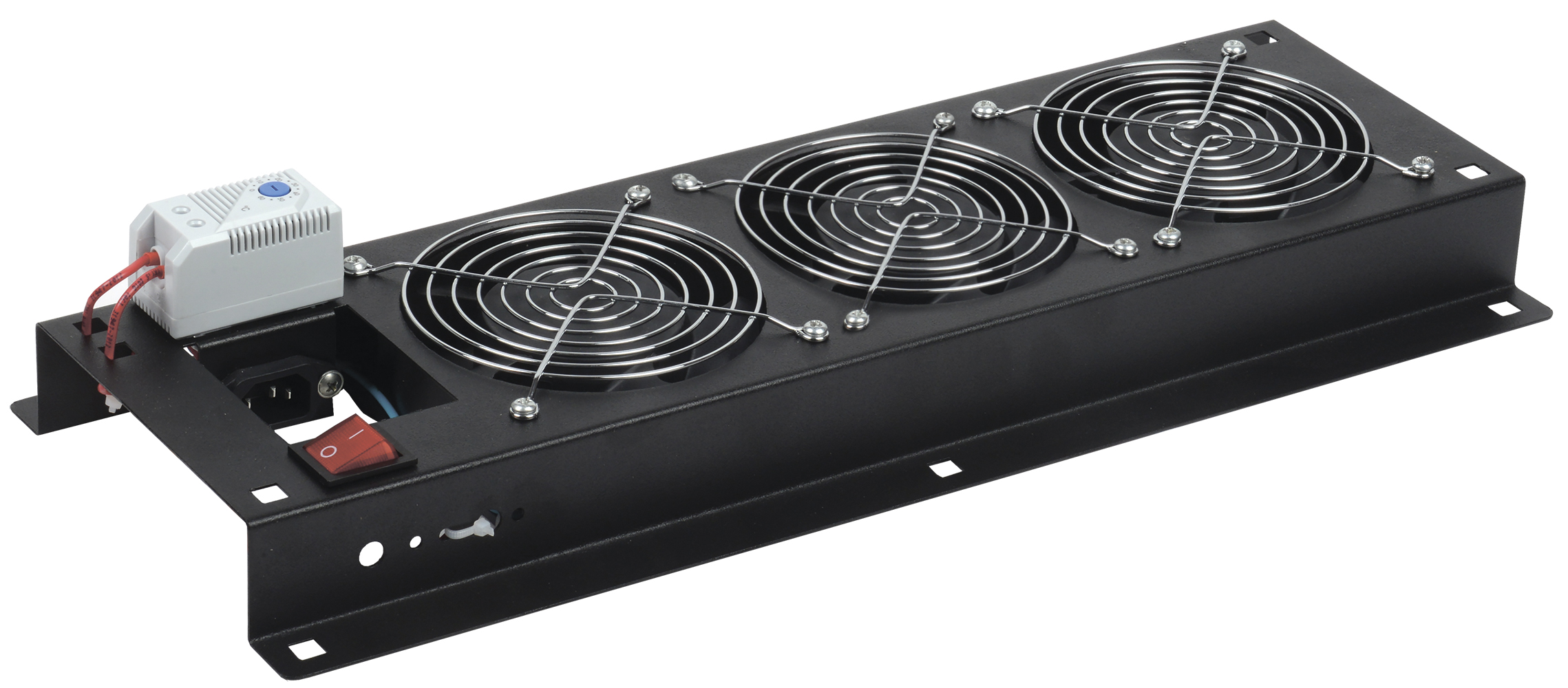 Панель вентиляторная с выключателем и термостатом 3 модуля черная