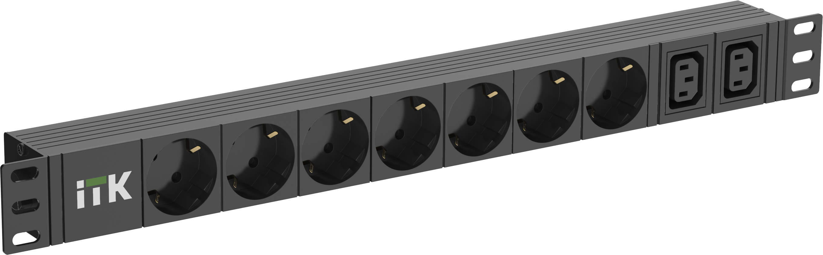 Блок распределения питания PDU 7 розеток нем ст + 2 С13 1U каб 2м C14