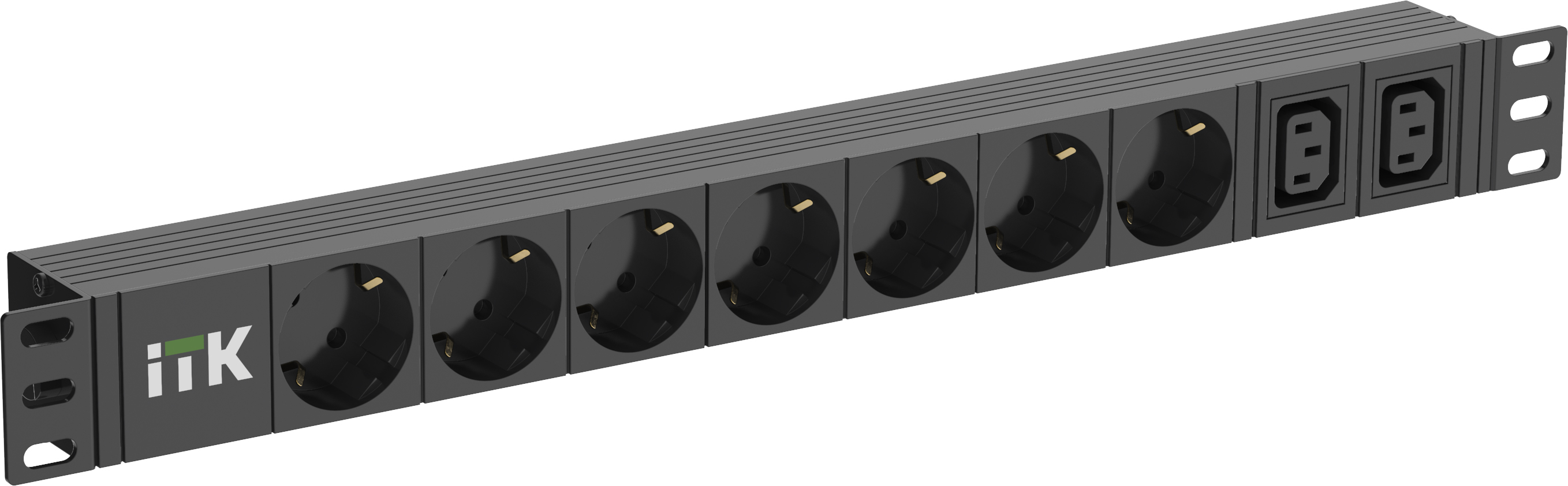 Блок распределения питания PDU 7 розеток нем ст + 2 С13 1U каб 2м нем ст