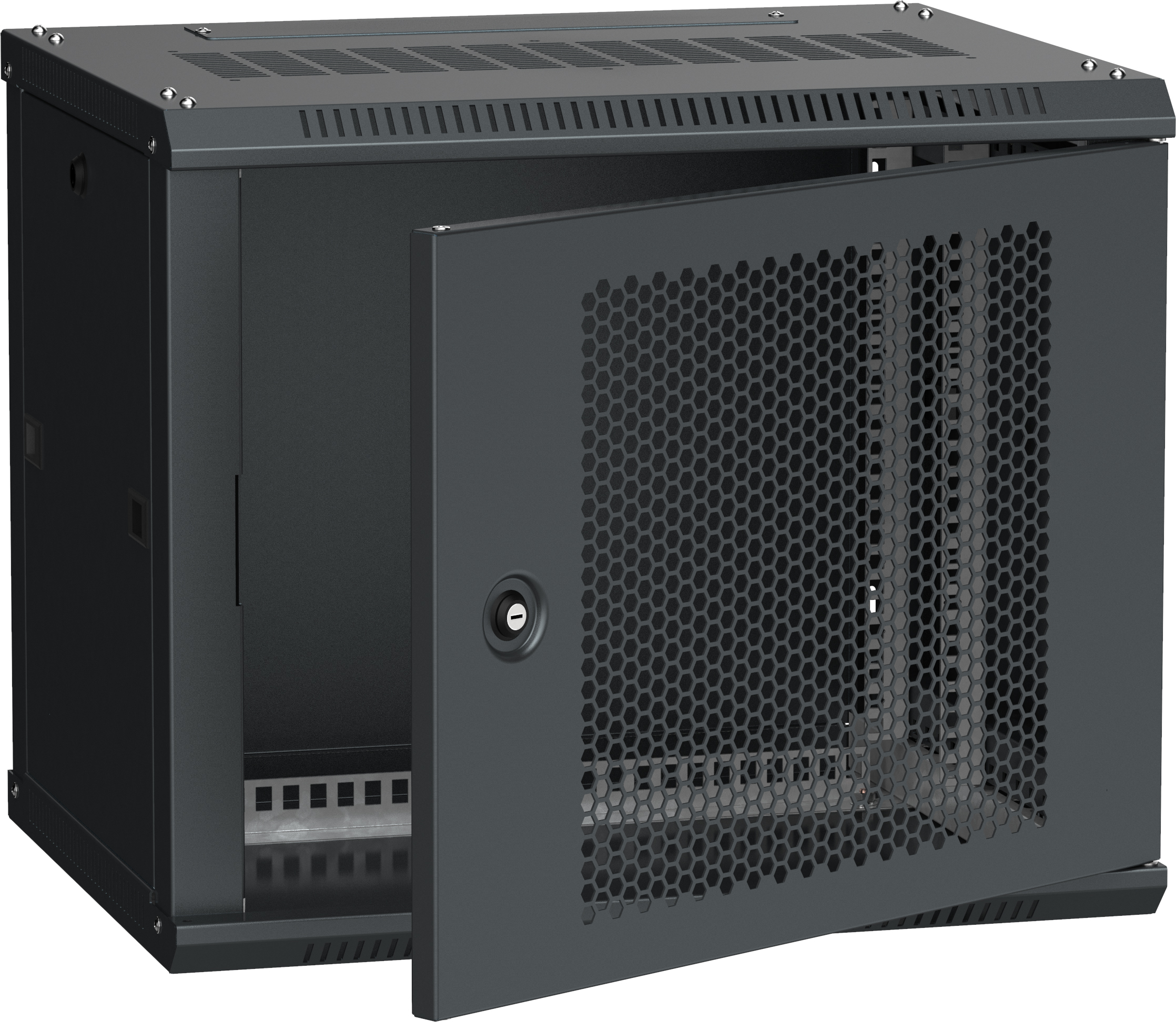 Шкаф LINEA W 9U 600x450 мм дверь перфорированная RAL9005