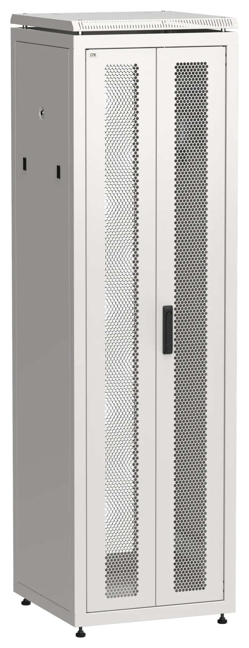 Шкаф напольный сетевой 19' LINEA N 42U 600х600мм передняя распашная перфорированная дверь задняя перфорированная серый