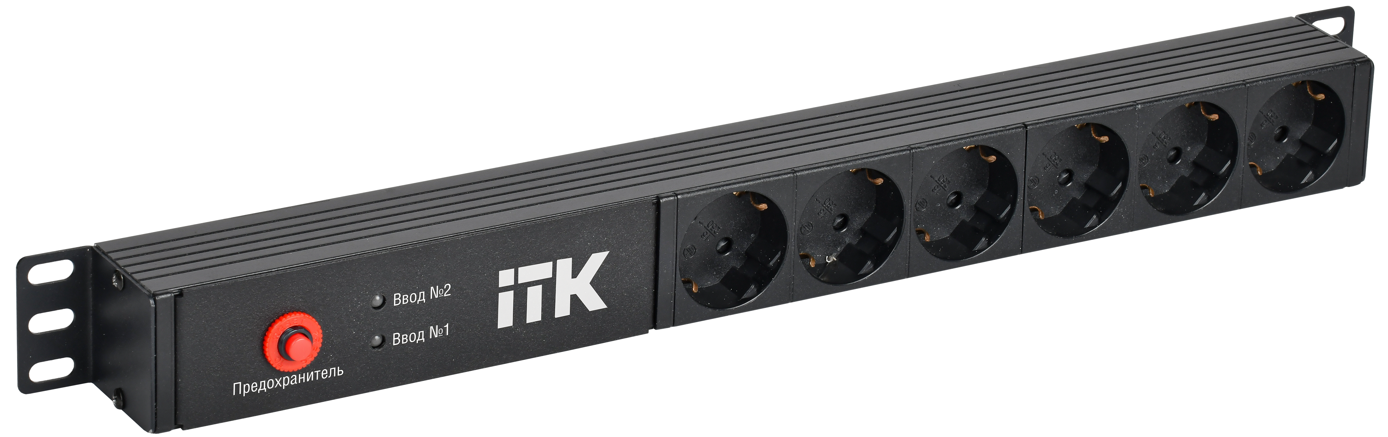 Блок распределения питания PDU с автоматическим   вводом резерва 6 розеток Schuko 1U без шнура 2    входа C14