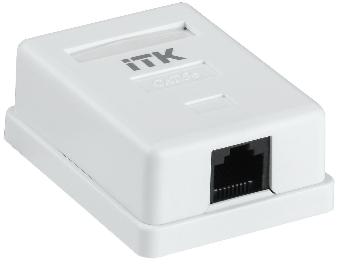 Настенная информационная розетка RJ45 8P8C кат.5E UTP 1-порт белая