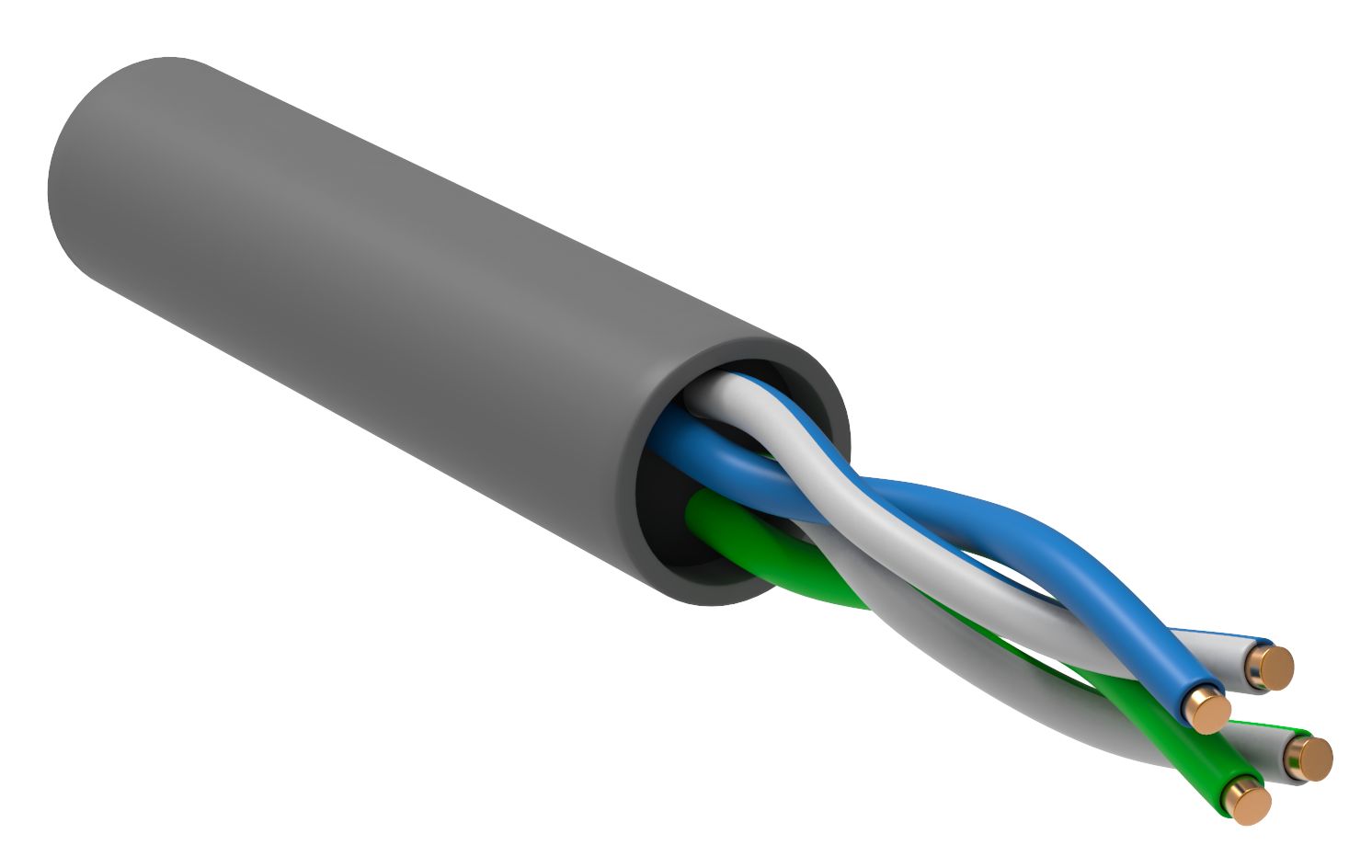 Витая пара U/UTP кат. 5E 2х2х24AWG solid LSZH нг(А)-HF серый (305м) РФ