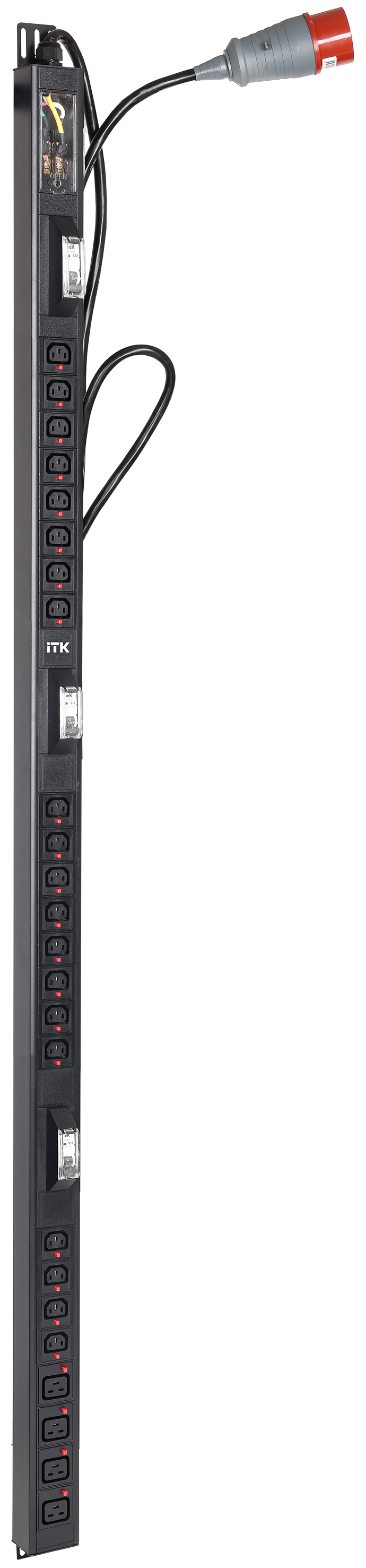 Блок распределения питания ITK BASE PDU PV1113 36U 3ф 32А 20C13 4C19 3м IEC60309