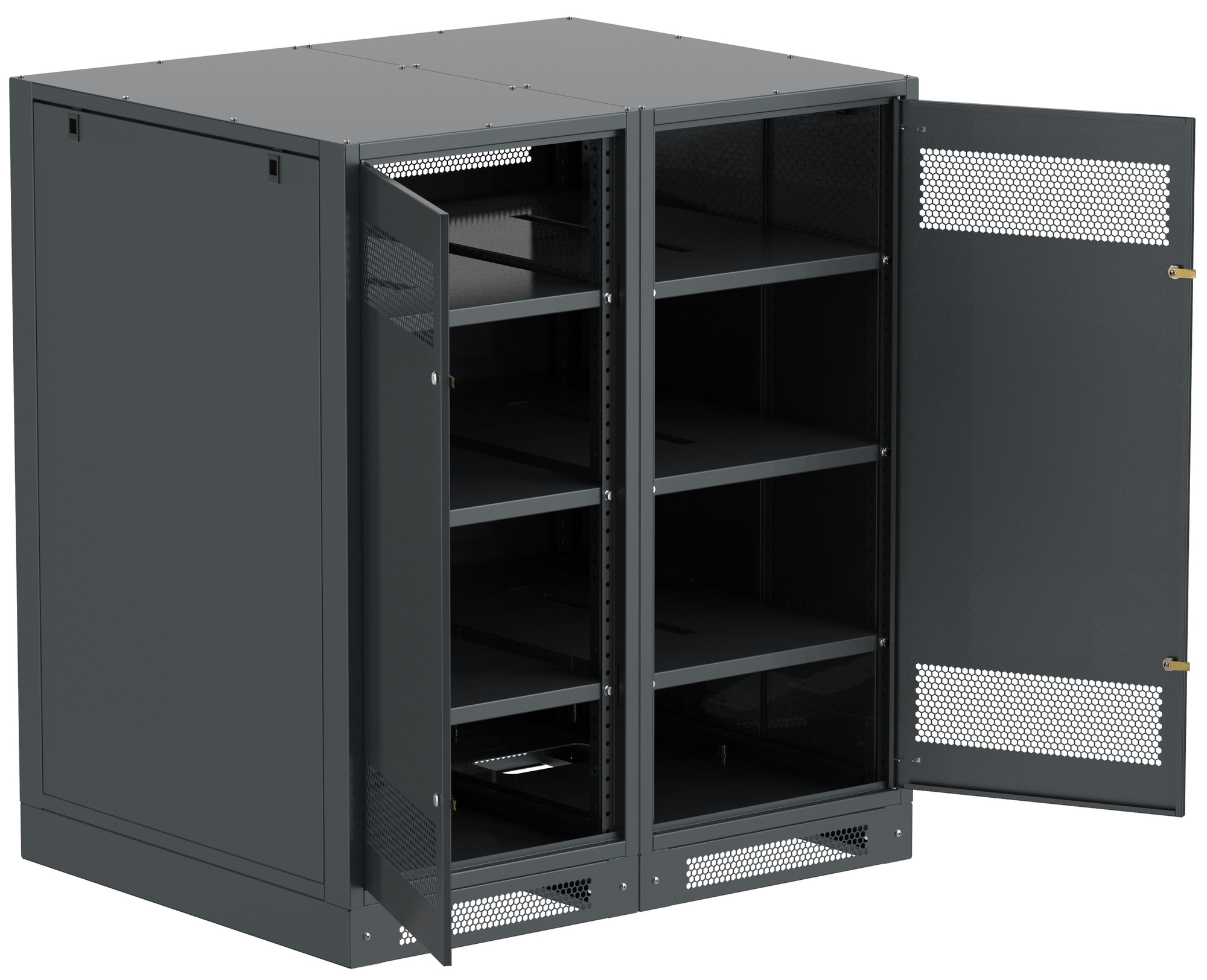 Шкаф LINEA B (пустой) 1350х1200х950мм двустворчатая металлическая дверь черный