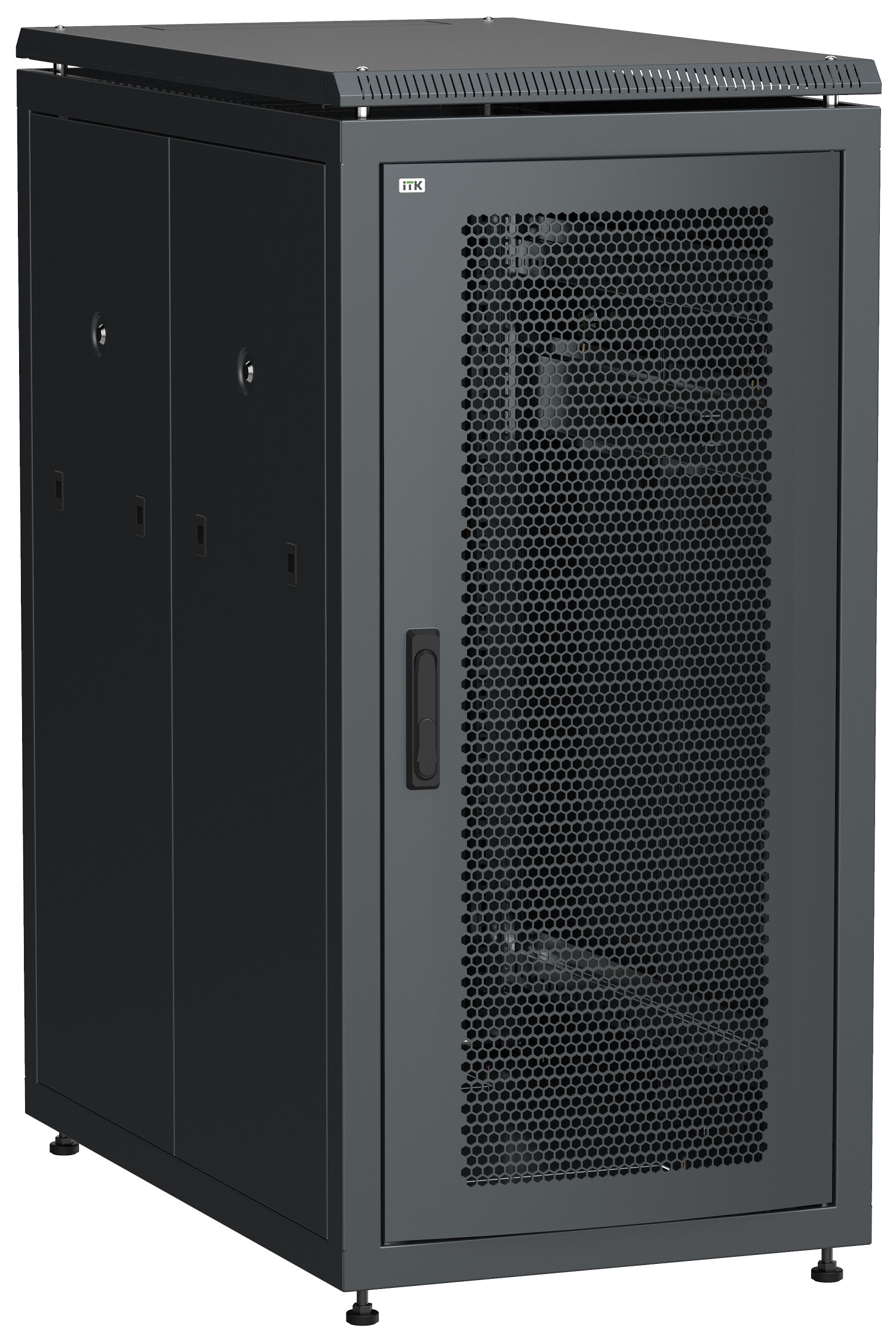 Шкаф напольный сетевой 19'' LINEA N 28U 800х1000мм перфорированная передняя дверь. задняя перфорированная черный