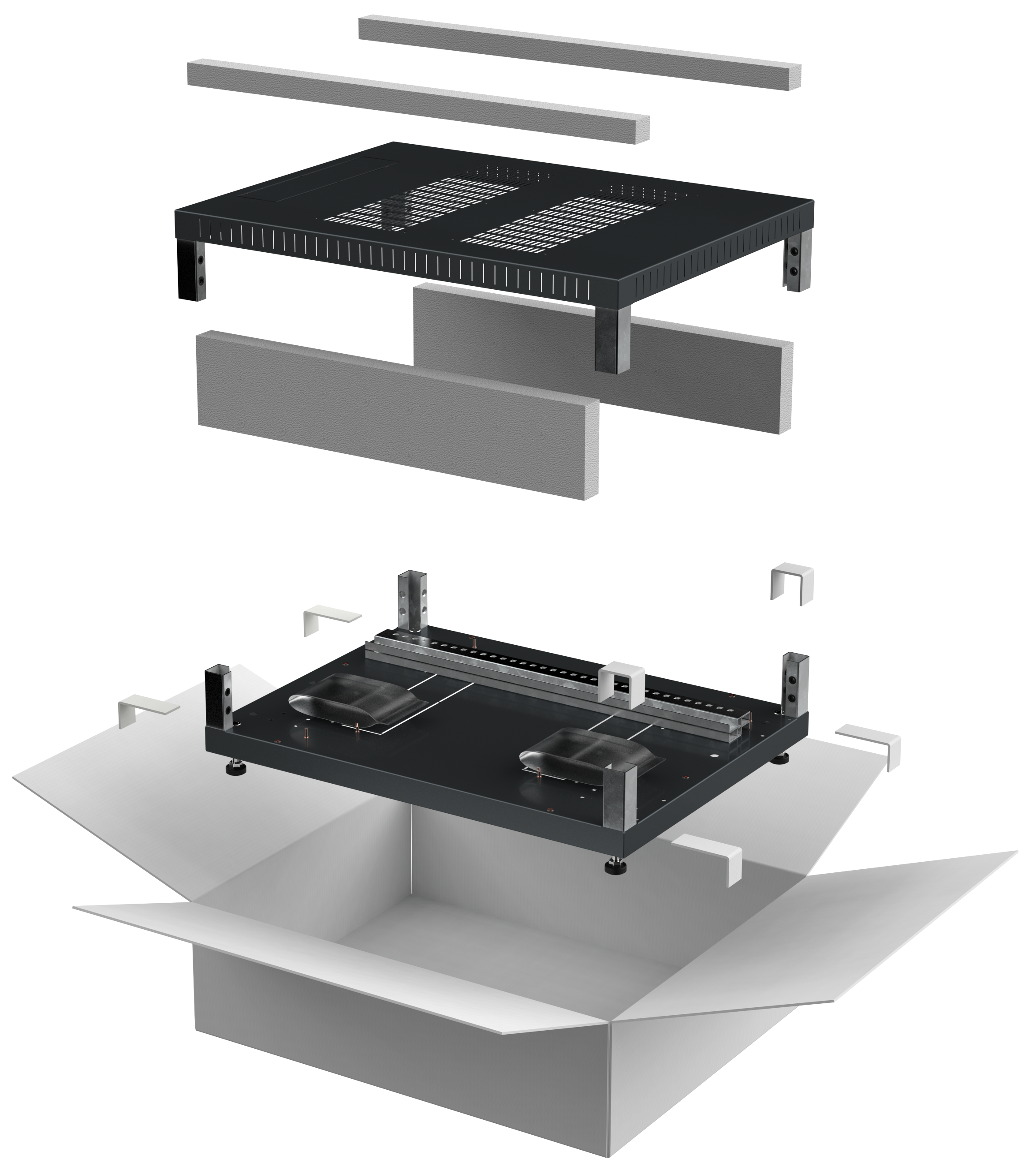 Комплект основание и крыша LINEA E 600х600мм шкафа 18-47U чер.