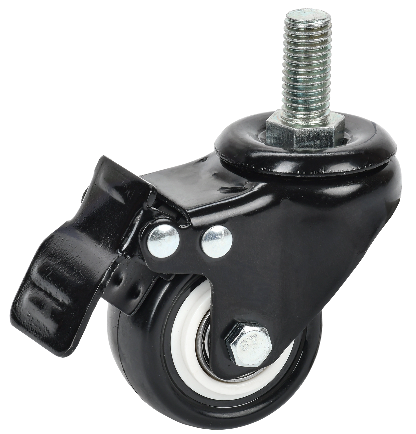 Ролик с тормозом крепления М12 черный