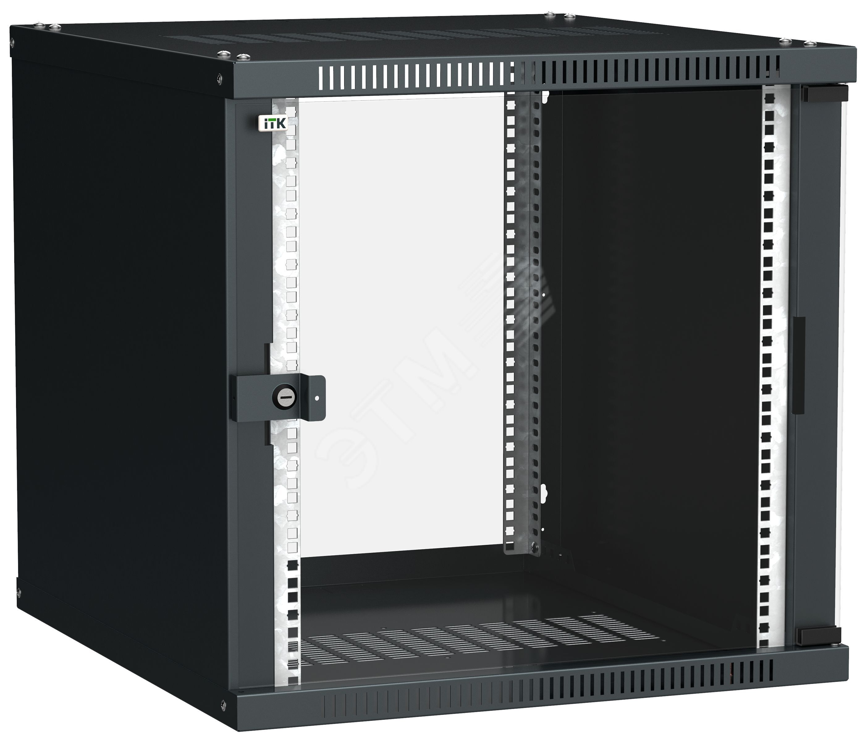 Изображение товара Шкаф настенный LINEA WE 12U 600х450мм дверь стекло черный (шт)
