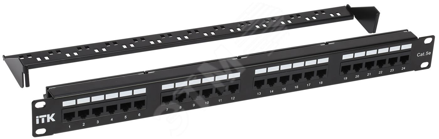 1U патч-панель кат.5E UTP 24 порта (Dual) с кабельным органайзером