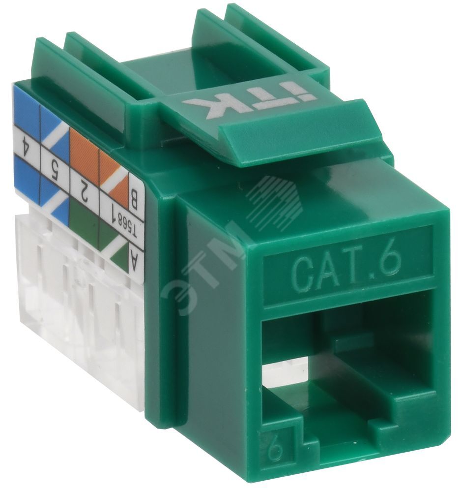 Изображение товара Модуль Keystone Jack Cat.6 ITK RJ45 Зеленый для патч-панелей Изображение товара Модуль Keystone Jack Cat.6 ITK RJ45 Зеленый для патч-панелей