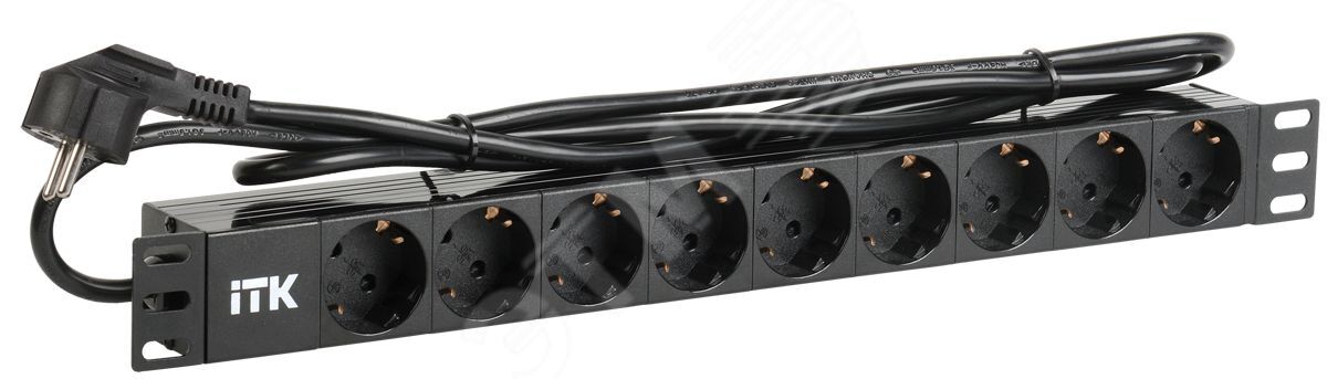 Изображение товара ПДУ ITK PH22-9D1-P 9 розеток SCHUKO, 1U, 220В, черный