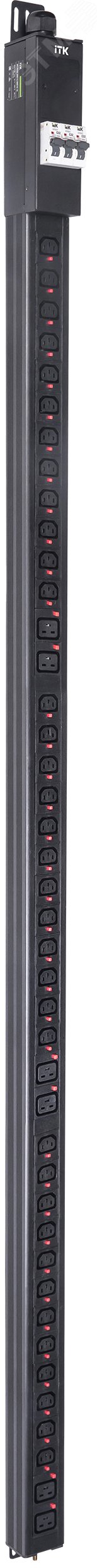 Изображение товара Блок распределения питания ITK BASE PDU PV1113 43U 3ф 32А 36C13 6C19 3м IEC60309 (шт)