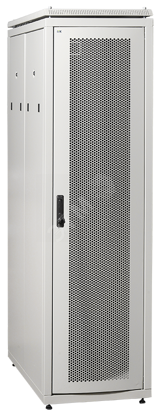 Шкаф сетевой 19дюйм LINEA N 28U 600х1000 мм с L-профилями перфные двери серый LN35-28U61-PP-L ITK