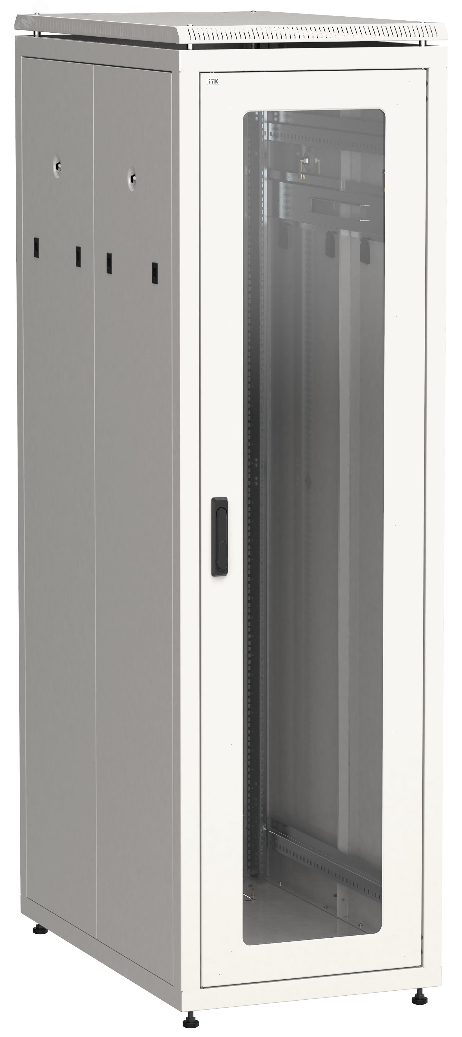 Шкаф напольный сетевой 19'' LINEA N 42U 800х1000мм стеклянная передняя дверь. задняя металлическая серый LN35-42U81-GM ITK - превью 2