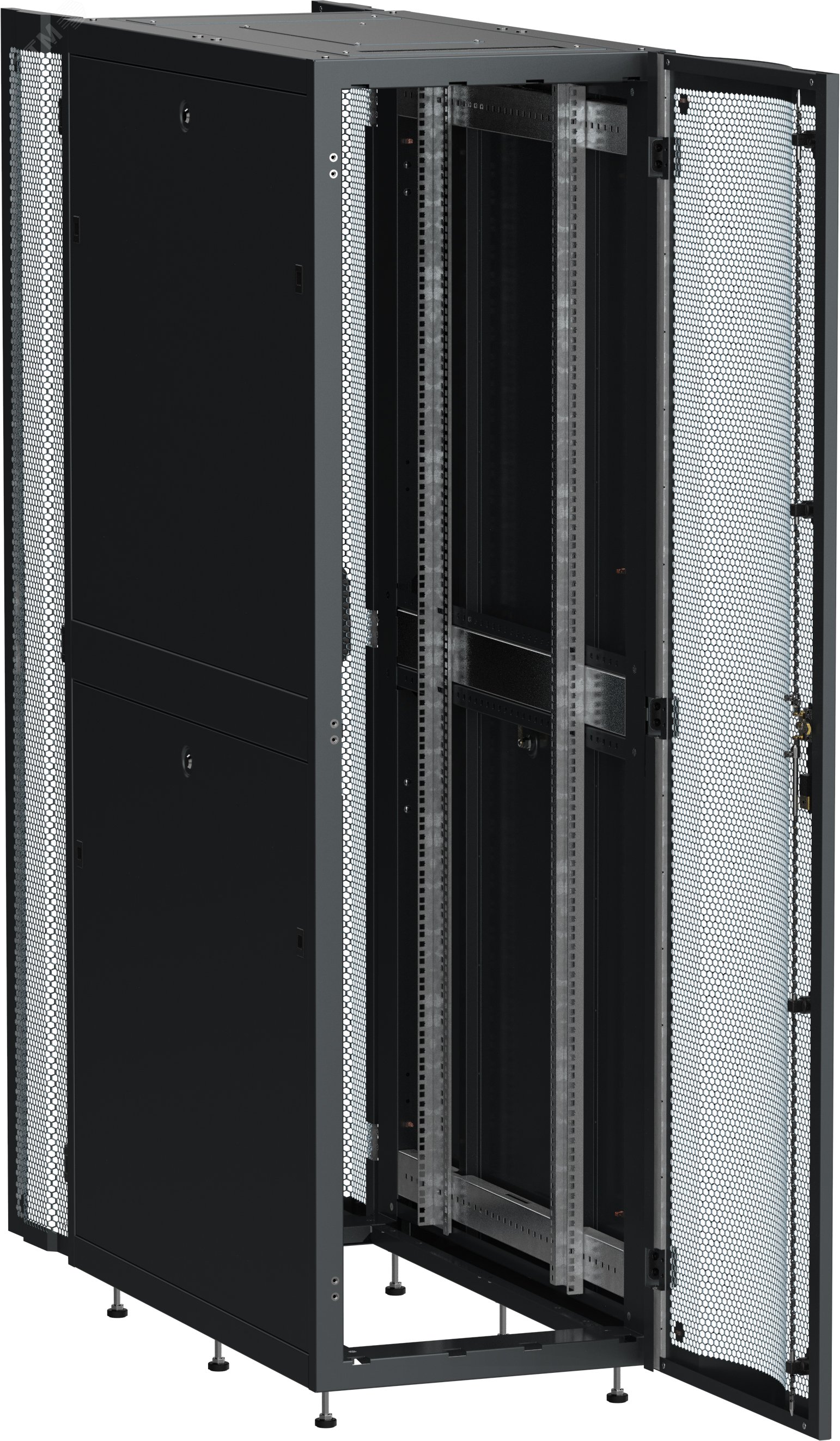 Шкаф серверный ITK LINEA S 19'' 42U 600х1000мм перфорированная дверь черный LS05-42U61-2PP ITK - превью 2