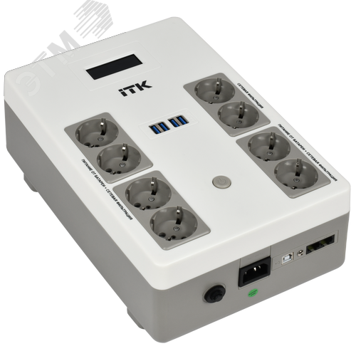 Изображение товара Источник бесперебойного питания ITK ELECTRA ST8 Line-interactive 600ВА/360Вт, 1Ф/1Ф, LED с АКБ 1х9AH (шт)