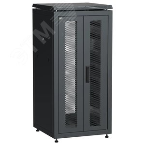 Изображение товара Шкаф напольный сетевой 19' LINEA N 24U 600х600мм передняя распашная перфорированная дверь задняя перфорированная черный (шт)