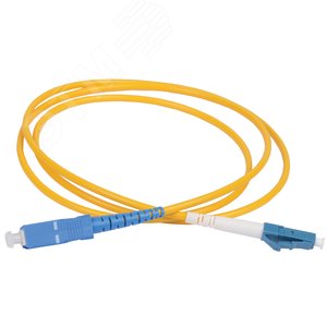 Патч-корд оптический переходной (шнур коммутационный) для одномодового кабеля (SM) 9/125 (OS2) LC/UPC-SC/UPC одинарного исполнения (Simplex) LSZH 2м